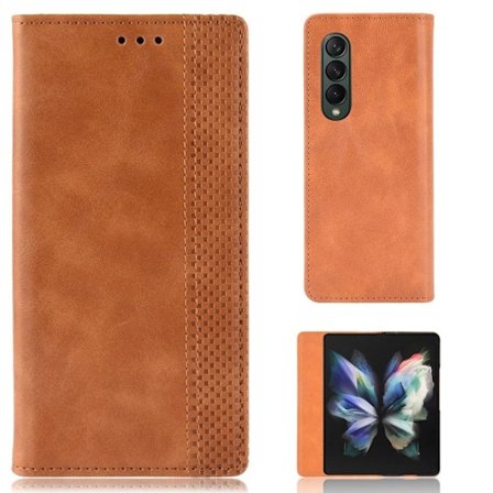 Bofink Vintage Samsung Galaxy Z Fold3 5G Nahkakotelo - Ruskea