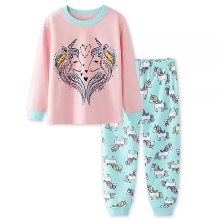 Barnflickor Enhörning Pyjamas Sweatshirt Byxor Set Nattkläder Natt A 100cm