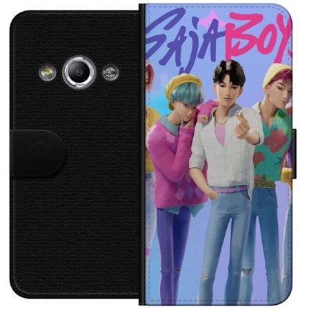 Kompatibelt Lommeboketui til Samsung Galaxy Xcover 3 Lekfull blå fantasiskapning som hviler blant blomster mykt lys naturlig følelse og harmonisk il