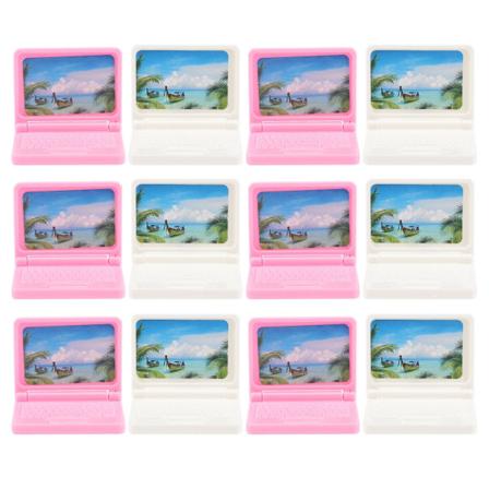 12 kpl Miniatyyritietokone Muovi Kannettava Malli Miniatyyri Talo Koristeet Koristeet Sekalaiset Värit 4.3x Assorted Color 4.3x3.5cm