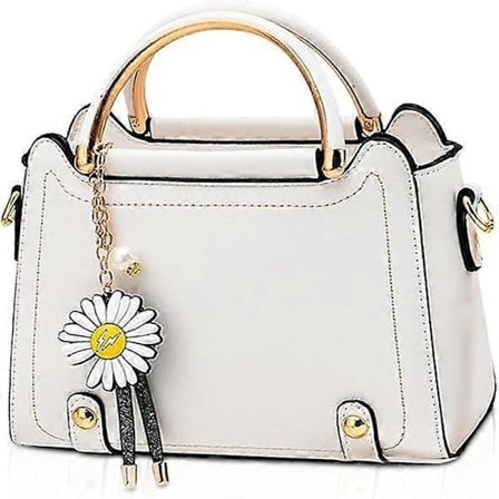 Small Crossbody Bag for Women Top Handle Bags Cute Shoulder Bags PU Leather Girls Messenger Bags Ladies Purses with Flower Decoration (White)