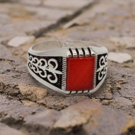 Sterling Sølv Ring Real Fire Opal Stone Persisk Heel Ring For Men
