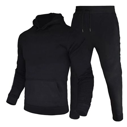 Herr tracksuit med huva och dragkedja + joggingbyxor sportdräkt casual joggare sportkläder 2 delar herr fleece streetwear set