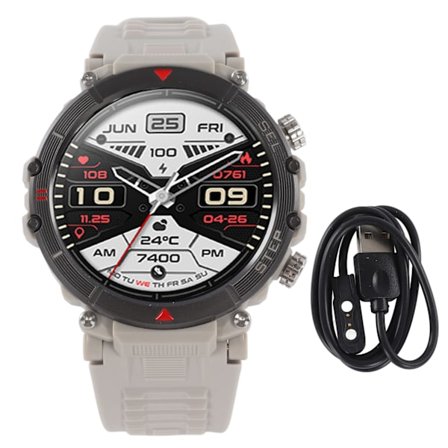 Smartwatch IP67 Vandtæt Søvnovervågning Stemmeopkald Sports Smartwatch med Skridttæller Grå