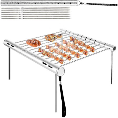 Grill för grillning, grill i rostfritt stål, bärbar grill för camping
