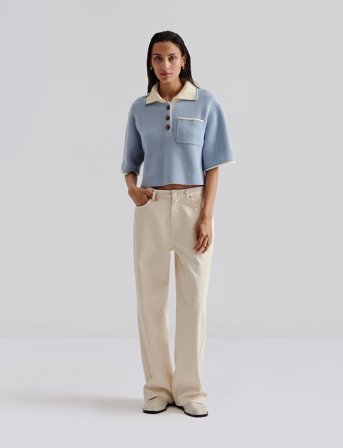 Malina Carmelia Cropped Knitted Pike - Blue - XL