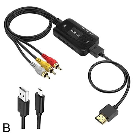 AV til VGA 1080P videokonverterer med 3,5 mm lydkabel og RCA-adapter, kompositt CVBS til VGA-konverterer for TV-boks PC-skjerm