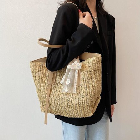 Olki-kassit olkalaukku pitsijousi silkkihuivi rantaloma kantokassi suuri kapasiteetti ämpärikassi