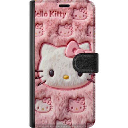 Kompatibel Tegnebogsetui til Samsung Galaxy A56 Hello Kitty lyserød fluffy baggrund med ikonisk ansigt og kawaii-æstetik