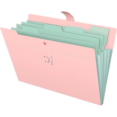 Plast Ekspanderende Filmappe Lomme A4 Brev Størrelse Harmonika Mappe Papir Organizer til Kontor Brug - Pink