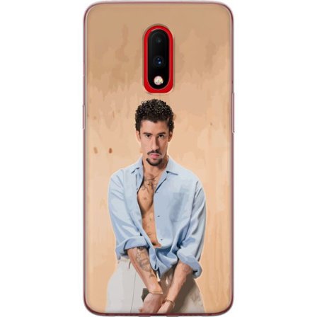 Yhteensopiva Puhelinkuori OnePlus 7 Bad Bunny Super Bowl-inspiroima grafiikka, jossa NFL-trofe ja San Franciscon silta urheilusuunnittelussa