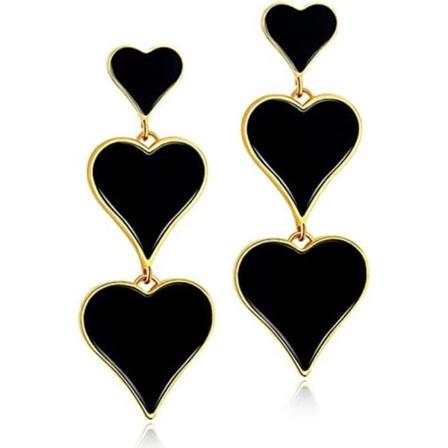 Heyone Chic Grønne emaljerte hjerte ørepynt Post Gold Red Interlocking Heart Drop Dangle ørepynt for kvinner jenter jul