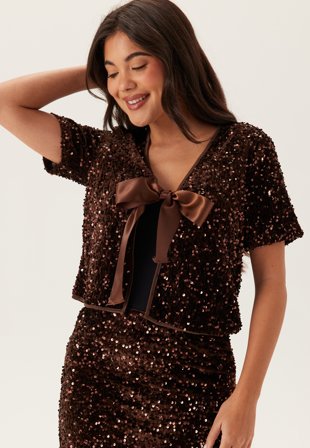 VILA Vibelieve S/S TIE SEQUINS TOP Klær