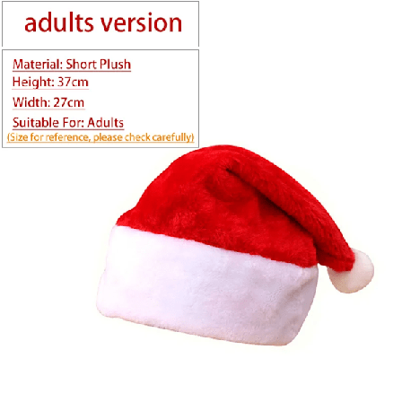 Sød Julehat til Børn/Voksne - Rød Ikke-vævet Hat med LED-lys - Julemandshat til Hjem, Kontor, Bar, Julefest Dekoration Adult Plush
