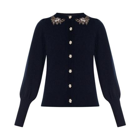 Erdem Catriona wool cardigan Blå, Dame Cardigans