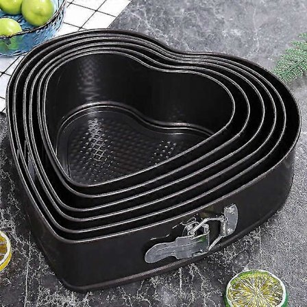 7/8/9/10/11/12-tommers non-stick hjerteformet kakeform i karbonstål, DIY kakeform, avtakbar form, brødbrett, bakeverktøy