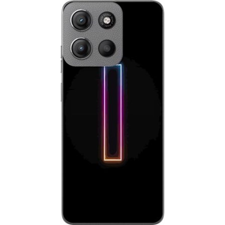 Kompatibel Mobilcover til Motorola Motorola Moto G15 Minimalistisk neonbogstav I i regnbuefarver mod mørk baggrund