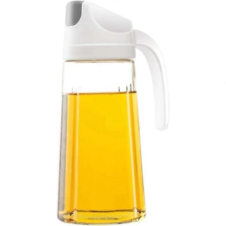 Oliedispenser, med automatisk flip-lås 630 ml lækagesikker olivenolieflaske til køkken, nem påfyldning og rengøring, drypfri tud, skridsikkert 