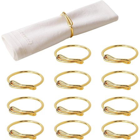 Guldservietringe, sæt med 12, elegante moderne servietringspænder, stilfulde børstede servietringe, servietholdere til bryllup, middag, forlovelse
