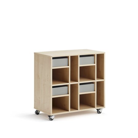 Schüleraufbewahrung CASPER, 4 Schubladen, 8 Fächer, Birke, grau