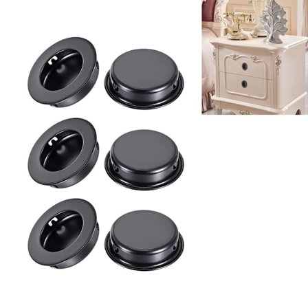 6 stk. skyvedørhåndtak innfelt håndtak runde innfelt håndtak trykknappinstallasjon