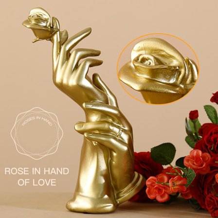 Guld Handhållen Rose Resin Dekorativt skrivbordshantverk i TV-skåp