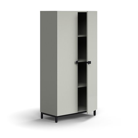 Schrank QBUS, 1636x800x420 mm, schwarz, hellgrau