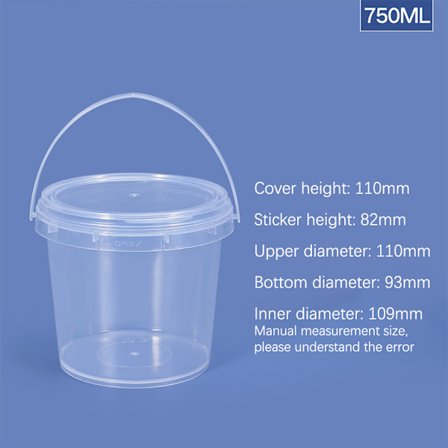 150ML-1500ML plasthinkar + lock - Tom vit med handtag -