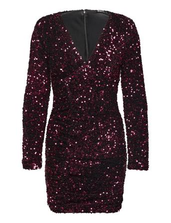 Sequin Dress Lyhyt Mekko Burgundy Gina Tricot