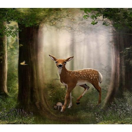 Gör-det-själv 5d diamond painting Rådjur Fawn Förtrollande skog Omgiven fjärilar Bedårande vuxna barn Full borr Strass Korsstygn Konsthantverk 504G118