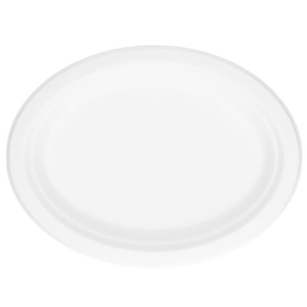 Bagasse Ovale Tallerkener Hvid 26 cm 50-pak