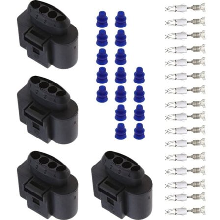 4 stk. tændspolekontaktstifter med terminal og pakning til B5 - 1J0973724