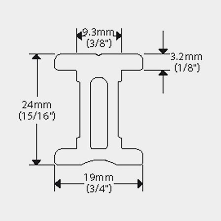 Ronstan 19 mm i-skena, 2,0 m