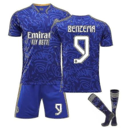 Real Madrid udebane Sapphire Blue nr 9 Benzema trøje nr 20 Vinicius Modric Fodboldtrøje Kostume børnetrøje 21 22 BENZEMA 9 Børn 28 150-160CM