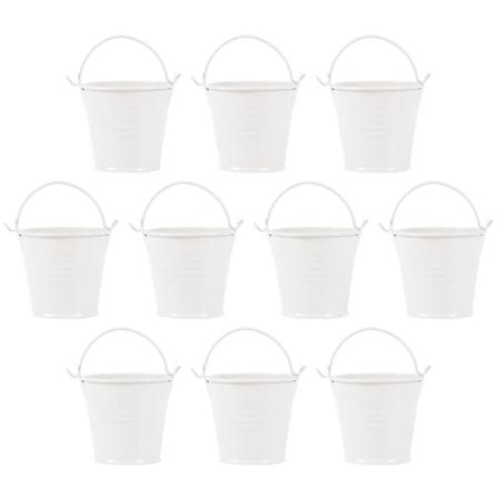 10 kpl Mini Peltiämpäriä Premium Parvekepuutarha Koti Sisustus Mini Ämpäri Valkoinen 6.2X6.2CM White 6.2X6.2CM