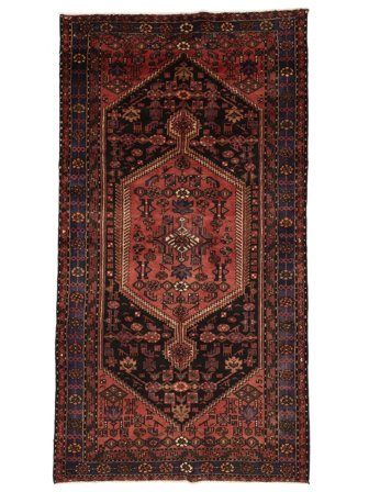 Oriental Zanjan Rug 154X283 Black/Dark Red Wool, Persia