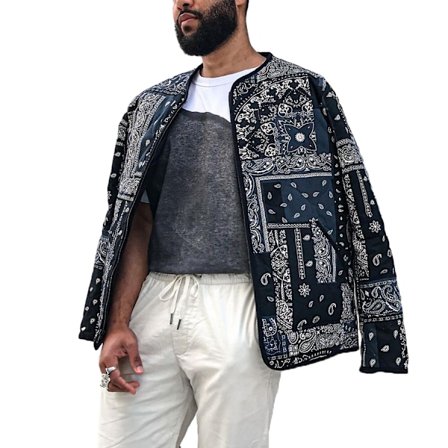 Miesten Bandana-Print Baseball-Paita Pitkähihainen Takki