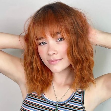 Ombre Orange Syntetisk Kort Bob Paryk med Pandehår Sort til Orange Krøllet Bølget Hår Paryk til Kvinder Syntetisk Varmebestandig Bob Paryk