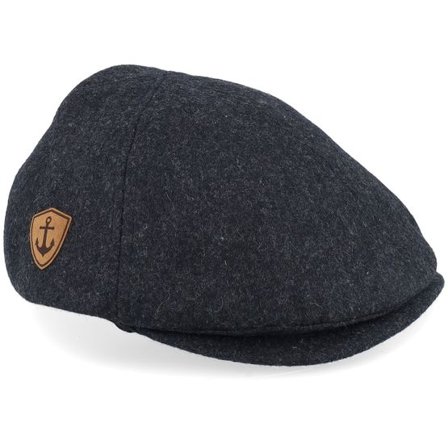 Jack Anchor - Grå flatcap Keps - Anchor Shiled Patch Charcoal Wool Ivy Flat Cap @ Hatstore
