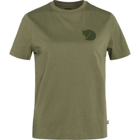 Fjällräven Women's Fox Boxy Logo T-Shirt Top in Green | Size: XS, Organic Cotton/Polyester
