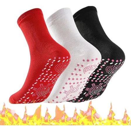 3 par selvvarmende sokker, termiske sokker for unisex vinter magnetisk terapi sokker, varme myke komfortable antifrysende utendørs sokker - svart + 