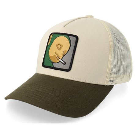 BOOM - Grön trucker Keps - Little Green Smoke Guy Stone/Olive A-frame Trucker @ Hatstore