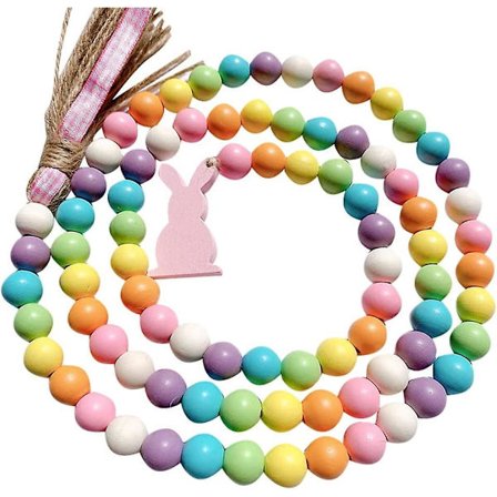 Treperle-Guirlande med frynser - Gårdshus Rustikk Fargerike Treperler for brettarrangementer, ferie, landlig rustikk bønne, Boho-perler, påskefest