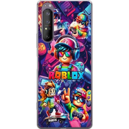 Kompatibel Mobilcover til Sony Sony Xperia 1 II Farverig Roblox gaming gruppe med hovedtelefoner, controllere og neonfarver perfekt til børn og gamin