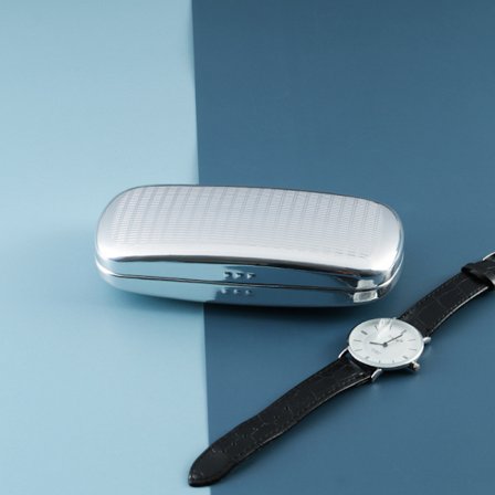 Silver Glasögonfodral Aluminium Randigt Hård Glasögonfodral