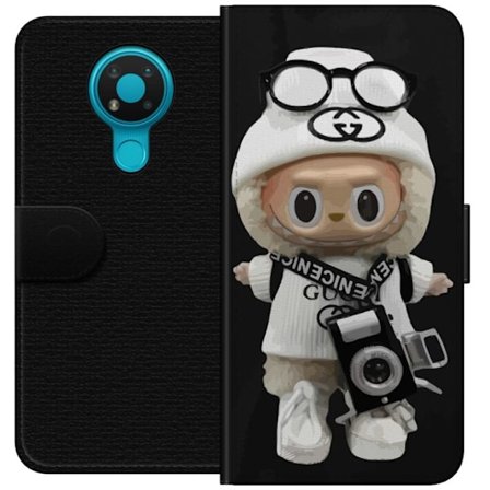 Yhteensopiva Lompakkokotelo Nokia Nokia 3.4 Tyylikäs muotoilijafiguuri kameralla ja katutyyliä, leikkisä keräilyfiguuri trendikkäässä kaupunki-