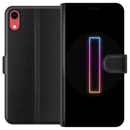 Kompatibel Tegnebogsetui til Apple Apple iPhone XR Minimalistisk neonbogstav I i regnbuefarver mod mørk baggrund