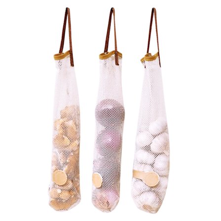3 kpl Keittiö Hedelmät Vihannekset Säilytys Ripustettavat Pussit Uudelleenkäytettävät Ruokakassit Verkko Ekologiset Ostoskangaskassit