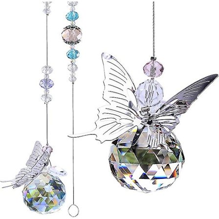 30mm Kristallkula Prisma Regnbågstillverkare Hängande Solskydd Fönster Fjäril Dekor Present