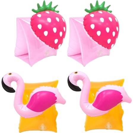 2 Par Pool Flytehjelp Tilbehør for Barn, Jordbær og Krabber Småbarn Armringer, Strand Flyteleker for Trening og Læring